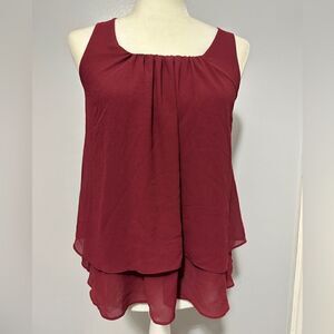 Naked Zebra garnet top with back ruffle size S